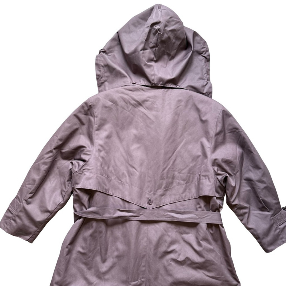 London Fog Mauve Quilted Trench Coat Size 14P Rare Colour Vintage 70s-80s - Picture 14 of 16